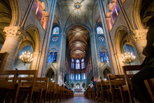 PARIS, FRANCE - February 15, 2018 : Interior Of The  Notre Dame De Paris. France