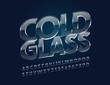 Vector transparent Cold Glass Font. Glossy Ice Alphabet Letters, Numbers and Symbols
