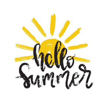 Hello summer lettering