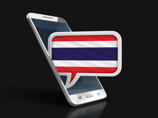 Poster - Touchscreen smartphone and Speech bubble with Thai flag. Image with clipping path