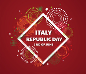 Italian independence day celebration. Second of June. Italian Republic Holiday. Happy independence day card. vector illustration