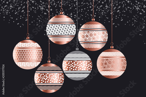 Luxury rose gold xmas geometric baubles