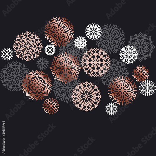 Luxury rose gold xmas geometric snow flackes