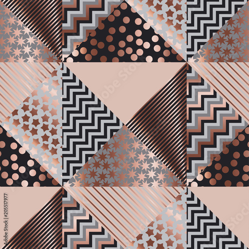 Luxury rose gold xmas geometric seamless pattern