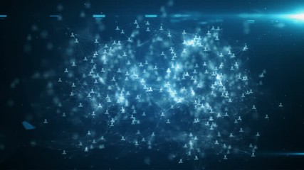 Poster - connecting people on the internet, nodes transforming into the form of the word social network
