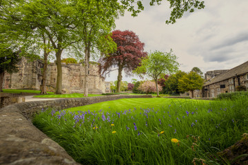 Poster - Medieval Skipton Castle.It was built in 1090 by Robert de Romille, a Norman baron, and has been preserved for over 900 years