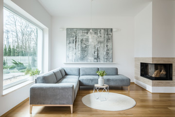 Painting in grey apartment interior