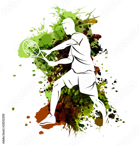 Fototapety Tenis  ilustracja-wektorowa-tenisisty-na-tle-akwarela