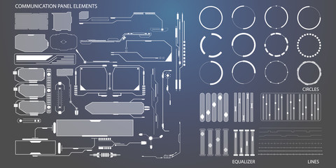 Aufkleber - HUD Futuristic Communication Panel Element And Circles Equalizer Line Hi Tech User Interface Vector Background