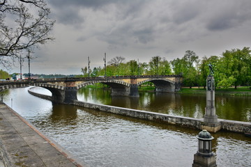 Wall Mural - Bridge view on Vltava river. Prague, Czech.