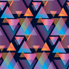 Wall Mural - concept triangle geometric seamless pattern on black background.