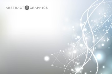Fototapete - structure molecule and communication. dna, atom, neurons. scientific concept for your design. connec