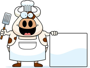 Wall Mural - Cartoon Cow Chef Sign