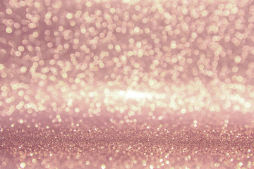 Wall Mural - rose gold glitter, defocused abstract holidays lights on background.