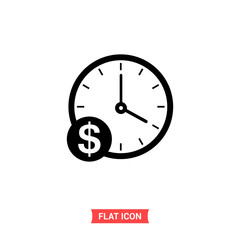 Time is money vector icon, hourly salary symbol. Flat sign illustration for web or mobile app