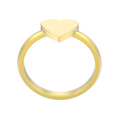 Wall Mural - 3D illustration isolated yellow gold engagement wedding heart ring