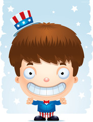 Canvas Print - Smiling Cartoon Patriotic Boy