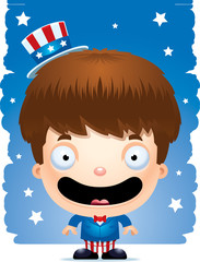 Canvas Print - Smiling Cartoon Patriotic Boy