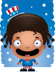 Canvas Print - Smiling Cartoon Patriotic Girl