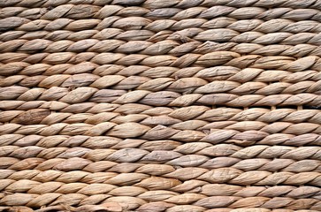 Background texture of beige or straw colored wicker or seagrass