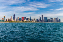 Windy City Downtown Skyline From Lake Michigan On A Sunny Day. Chicago Is Home To The Cubs, Bears, Blackhawks And Deep Dish Pizza III