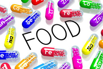 Food concept - colorful pills