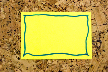 Color paper stick. Free space for text. Cork texture