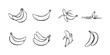 Set of banana hand drawn illustration vector sketch collection line art icon