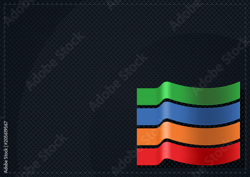 Black Grid Background with Colored Strips - Abstract Illustration for Graphic...