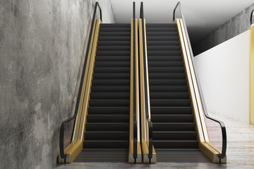 Fototapete - Abstract golden escalator