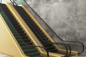 Fototapete - Creative golden escalator