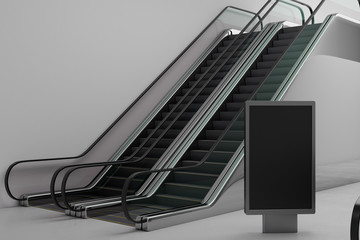 Poster - Silver escalator with empty poster
