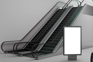 Poster - Silver escalator with empty banner