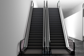 Fototapete - Abstract silver escalator