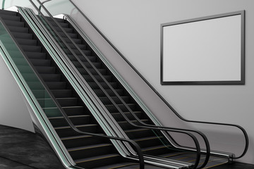 Poster - silver escalator with empty frame