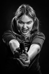  angry girl with gun
