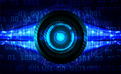 binary circuit board future technology, blue eye cyber security concept background, abstract hi speed digital internet.motion move blur. pixel vector