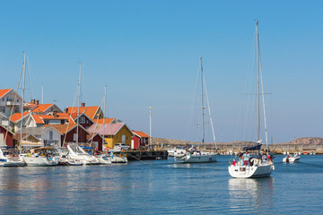 Poster - Sailboat heading out to sea from the marina in Grundsund on the Swedish west coast