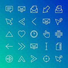 Poster - Modern Simple Set of arrows, cursors, email Vector outline Icons. Contains such Icons as text,  send,  up,  archive, heart,  time,  sign and more on gradient background. Fully Editable. Pixel Perfect.
