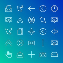 Poster - Modern Simple Set of arrows, cursors, email Vector outline Icons. Contains such Icons as  hand,  interface,  email,  scroll,  business and more on gradient background. Fully Editable. Pixel Perfect.