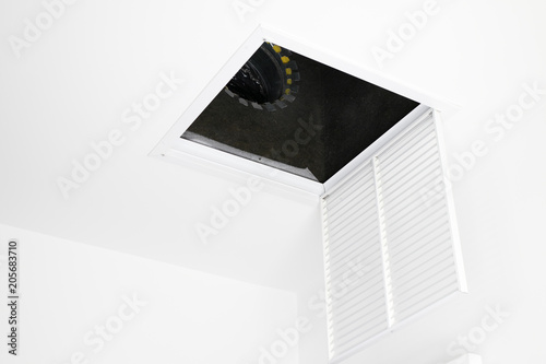 Hvac Air Intake Grate Open White Square Ceiling Furnace Air