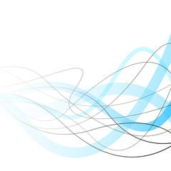 Wall Mural - Abstract curved black and blue lines on white