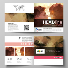 Poster - Business templates for square design bi fold brochure, flyer, booklet. Leaflet cover, abstract vector layout. Romantic couple kissing. Beautiful background. Geometrical pattern in triangular style.