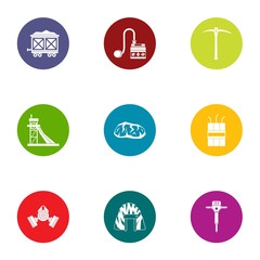Poster - Underground work icons set. Flat set of 9 underground work vector icons for web isolated on white background