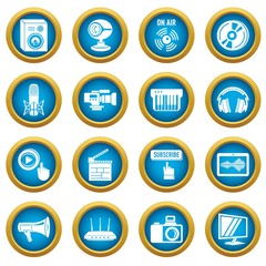 Poster - Multimedia internet icons set. Simple illustration of 16 multimedia internet vector icons for web