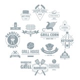 Fototapeta Sawanna - Barbecue grill logo icons set. Simple illustration of 16 barbecue grill logo vector icons for web