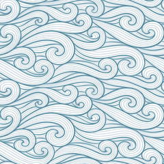 Wall Mural - abstract colorful curly lines seamless patterns set. waves and curls vector illustration. bright col