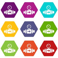 Poster - Pressure sensor icons 9 set coloful isolated on white for web