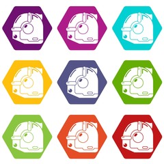 Poster - Construction roulette icons 9 set coloful isolated on white for web