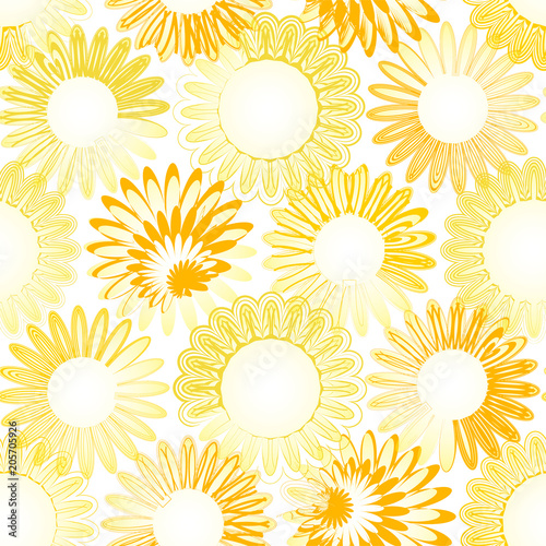 ひまわり シームレスパターン 白背景 グラデーションランダム Stock イラスト Adobe Stock